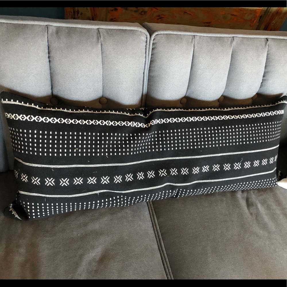 Boho Living black lumbar feather pillow NWT